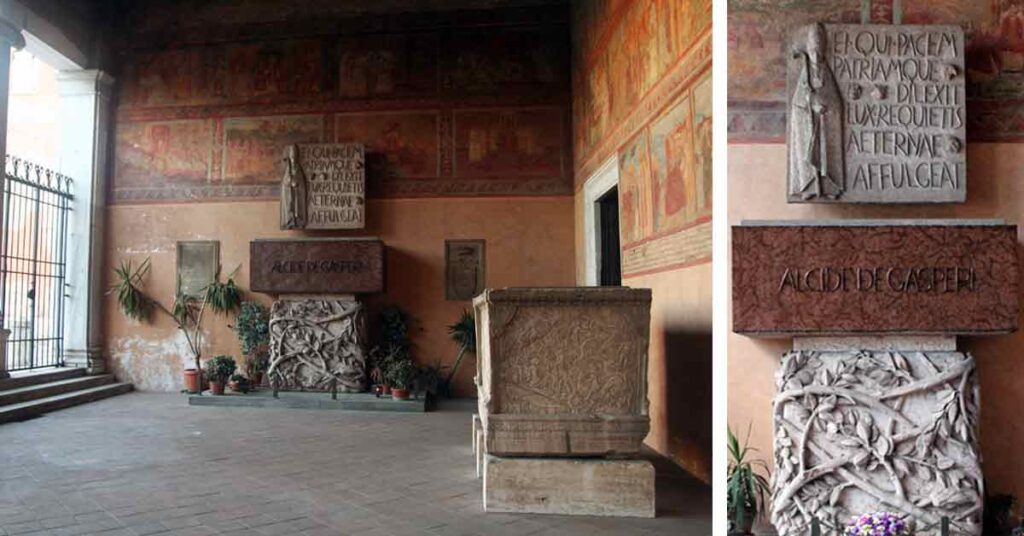 epitaffio di Alcide De Gasperi tomba